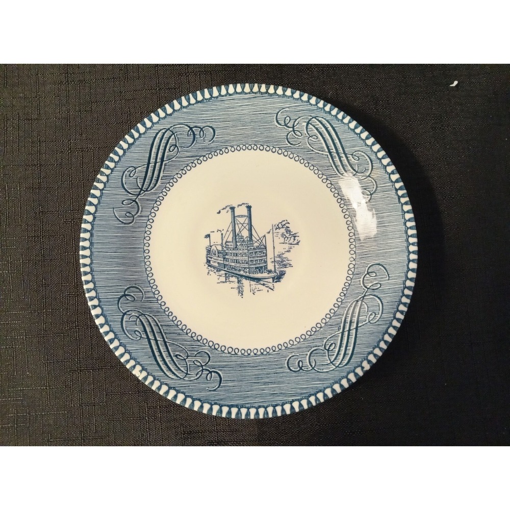 Vintage Currier and Ives Paddle Wheel Steamboat Saucer 6"